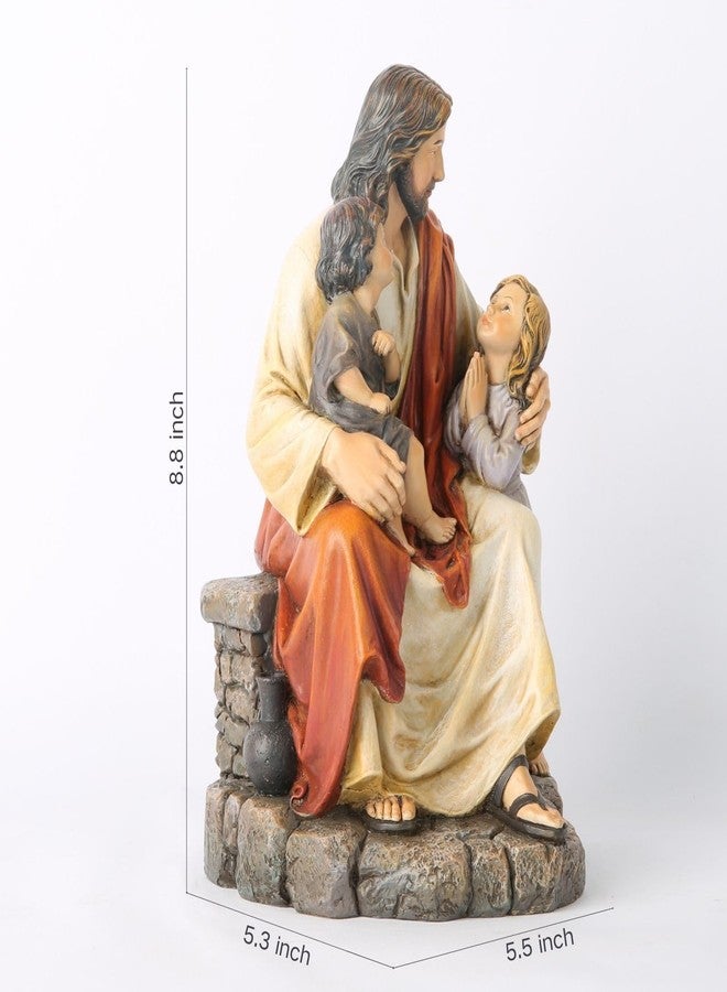 BC BUILDCLASSIC BC Catholic Jesus with Children Statue, Religious Figure, Inspirational Indoor Home Decor, Devout Gift for Child Baptism, 8.8" H, Renaissance Sculpture Handmade by Buildclassic - Image 5